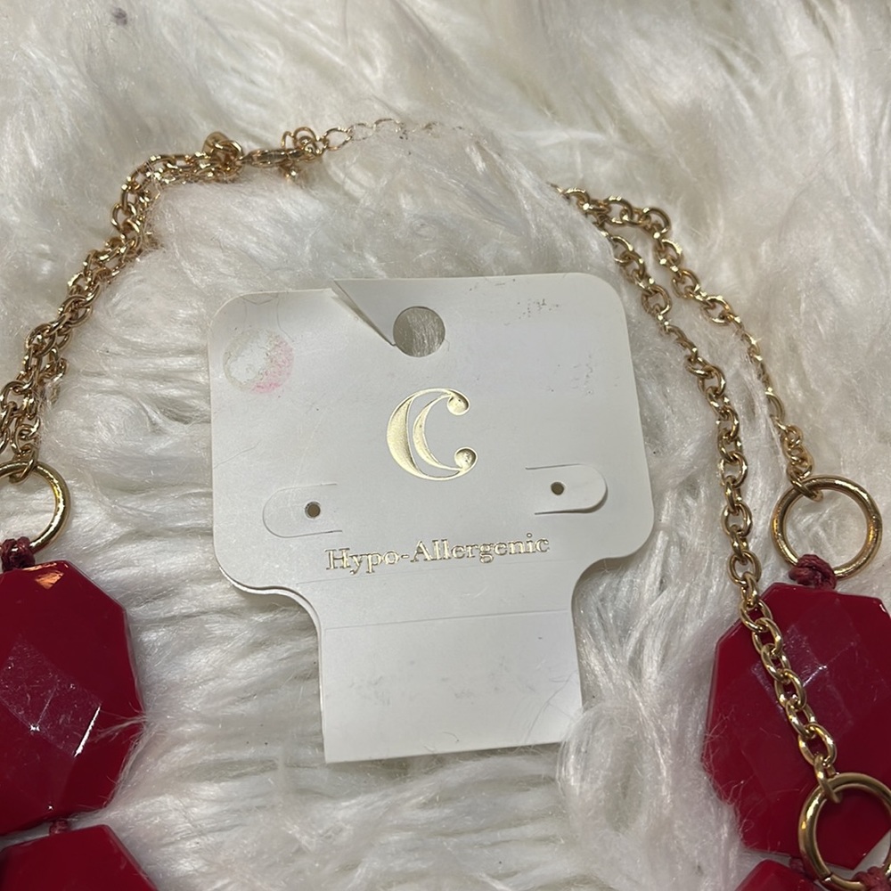 Charming Charlie Red Double Row Necklace*Available 9/5* - Picture 4 of 6